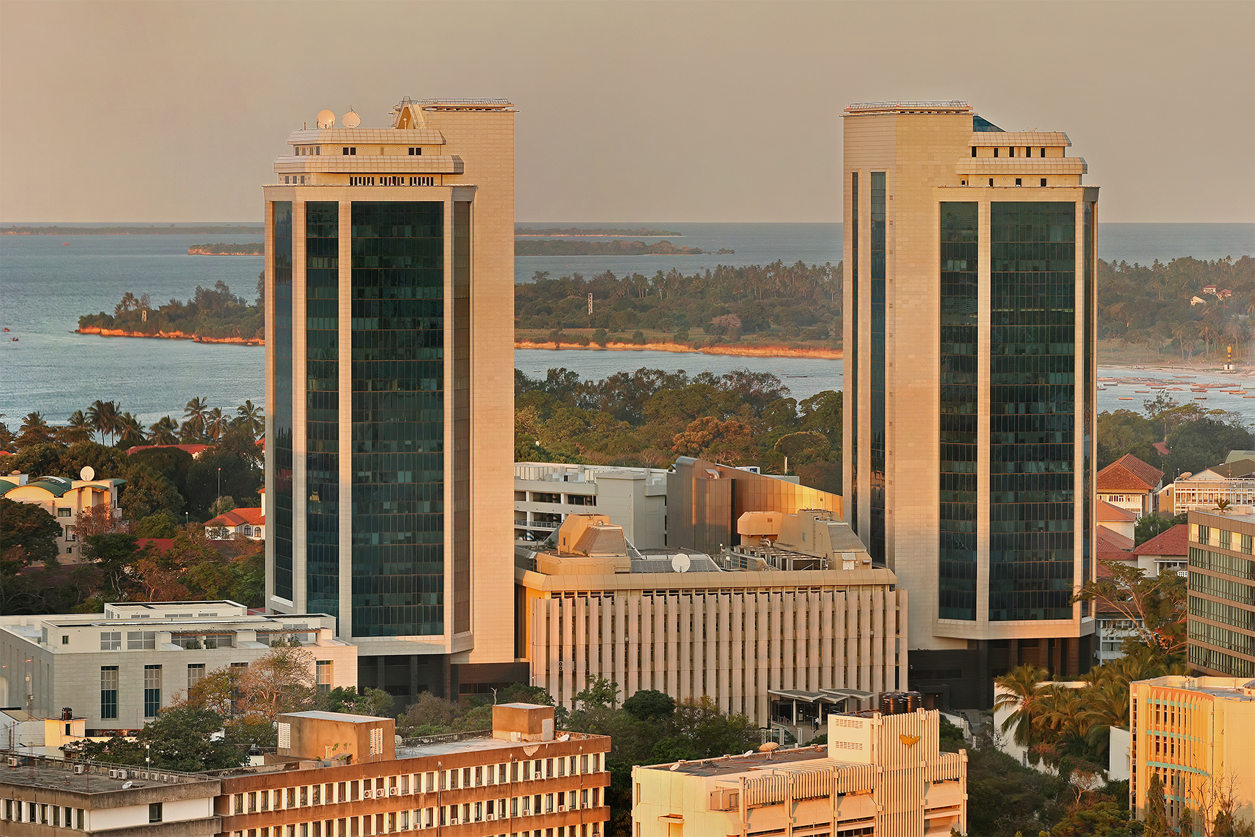 Bank of Tanzania building at golden hour