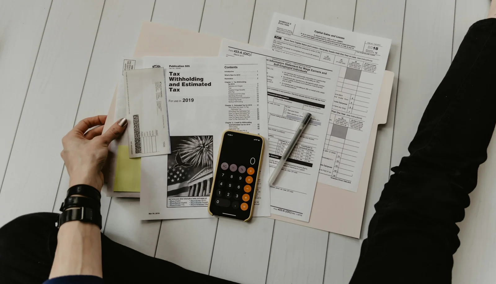 Accounting paperwork on desk